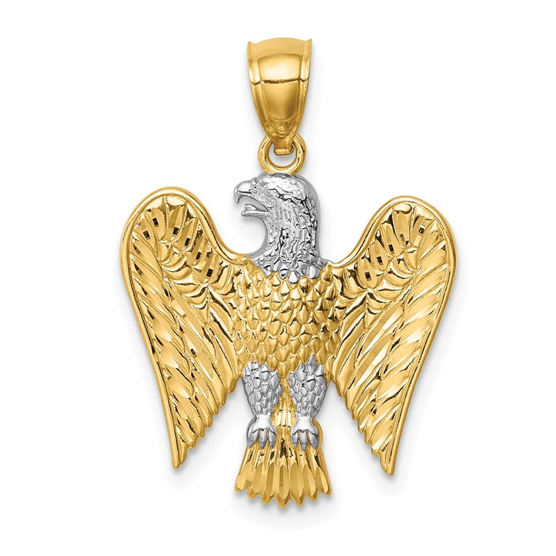 14K and White Rhodium Eagle Pendant C4577