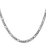 14K White Gold 26 inch 4mm Flat Figaro with Lobster Clasp Chain WFIG100