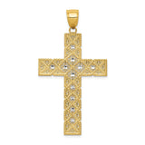 14K and White Rhodium Large Latin Cross Pendant C4216