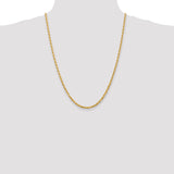 14K 26 Inch 3.35mm Diamond-cut Quadruple Rope Lobster Clasp Chain QTR025