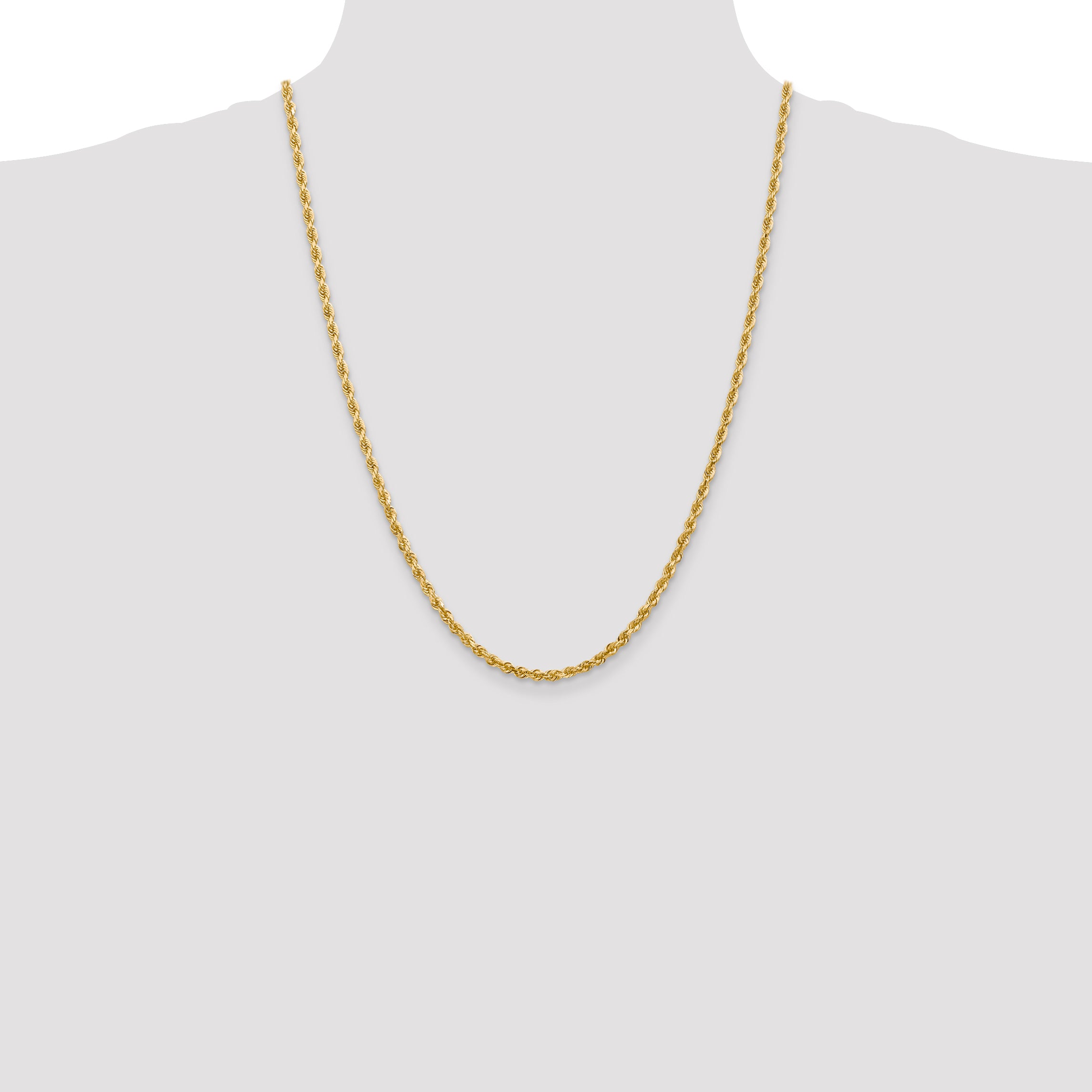 14K 26 Inch 3.35mm Diamond-cut Quadruple Rope Lobster Clasp Chain QTR025
