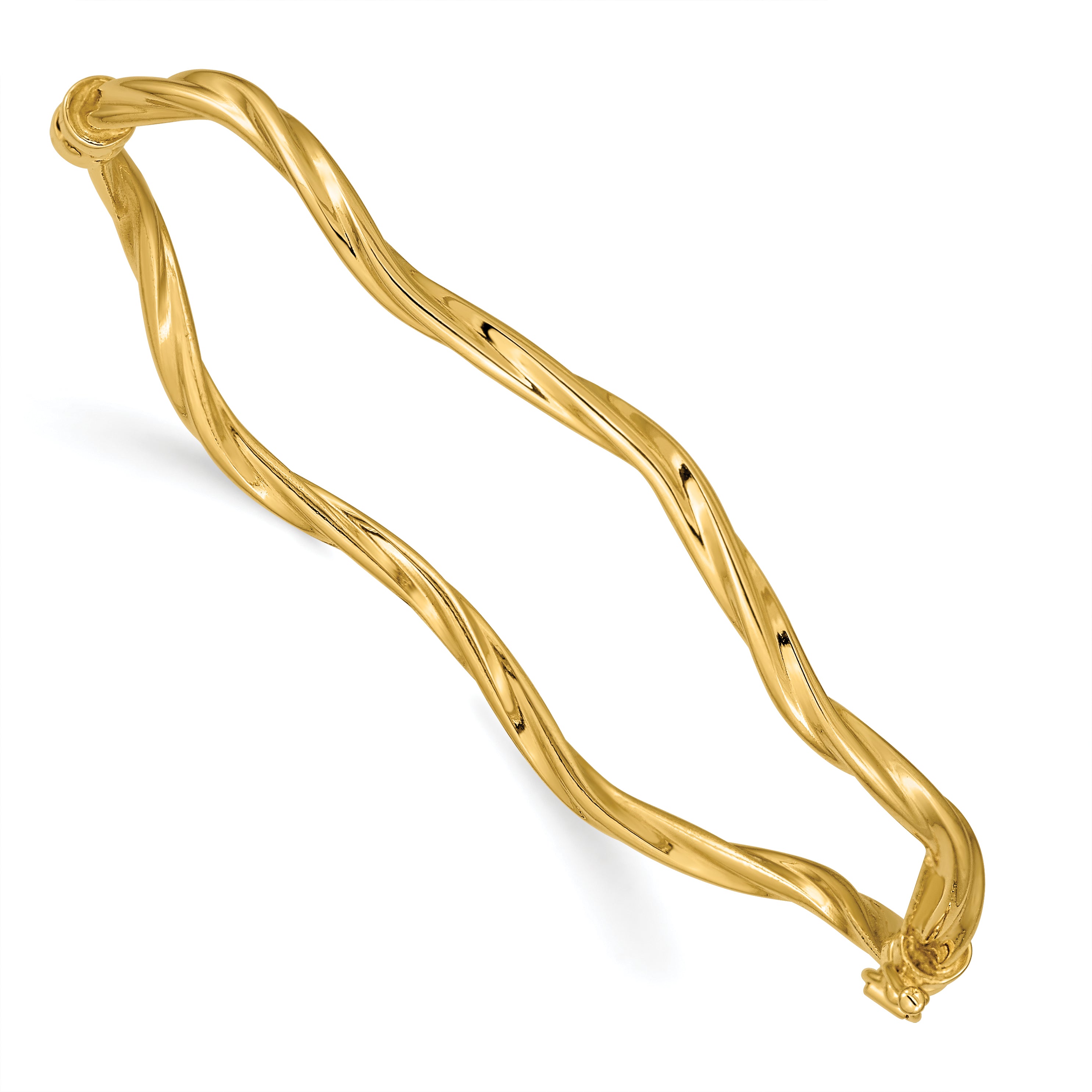14k Polished Twisted 3.00mm Hinged Oval Bangle Bracelet DB622