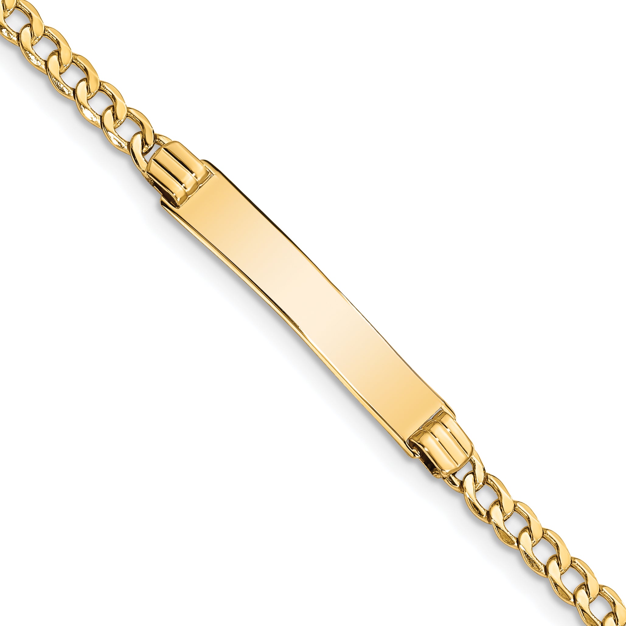 14k Polished Semi-Solid Chain/Solid Plate Cuban Link 25.5x5mm Plate 7 inch ID Bracelet DCID106