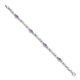 14k White Gold Complete Oval Amethyst Fancy Link 7 inch Bracelet BM4497