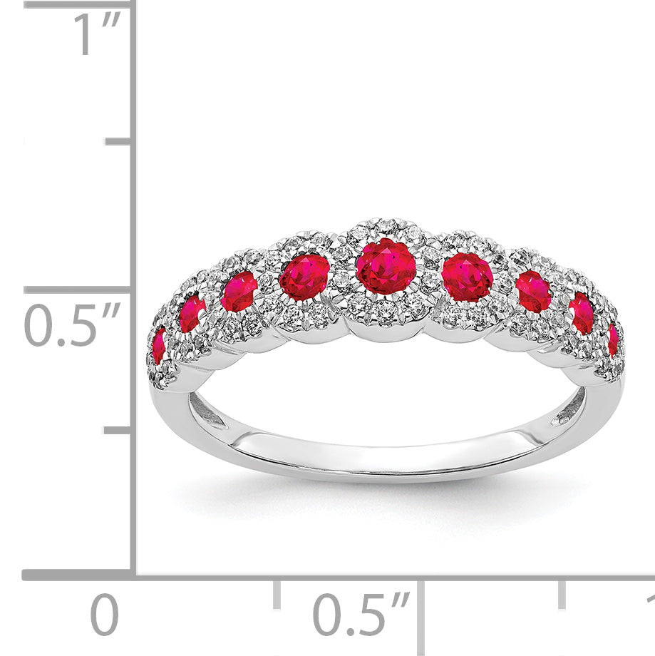 14k White Gold Diamond and Emerald Polished Ring RM5741