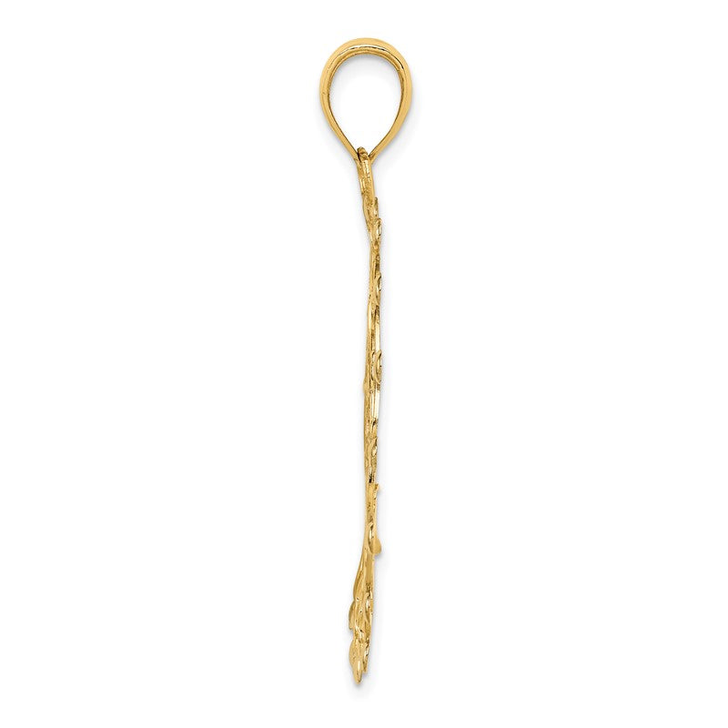 14k and White Rhodium Diamond-cut Filigree Pendant K1547