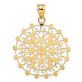 14k and White Rhodium Diamond-cut Filigree Pendant K1547