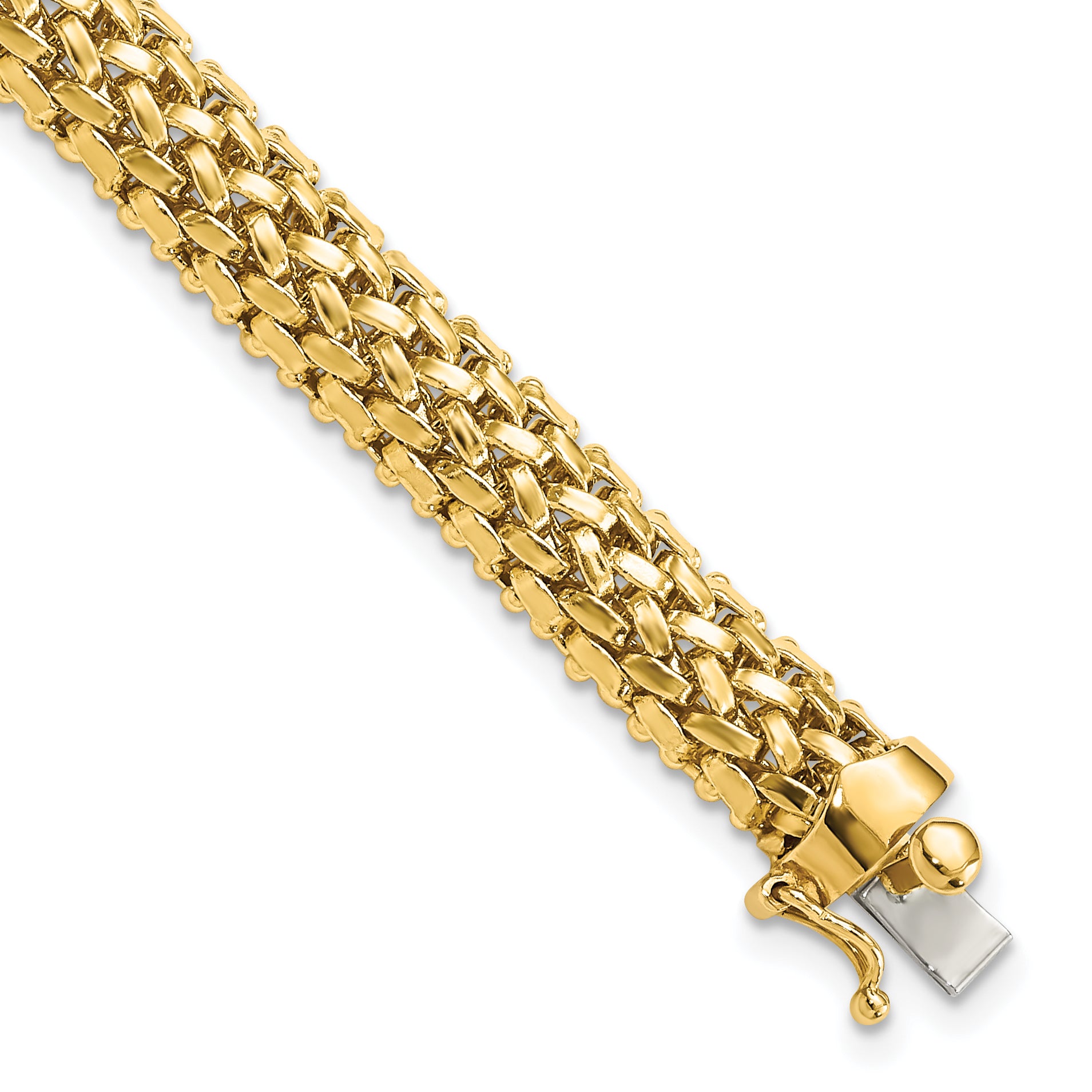 14k Polished 6.75mm Mesh 7.25 inch Bracelet SF595