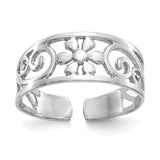 14k White Gold Floral Toe Ring D1969