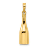 14K Polished 3-D Black Enameled Champagne Bottle Pendant K5421