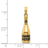 14K Polished 3-D Black Enameled Champagne Bottle Pendant K5421