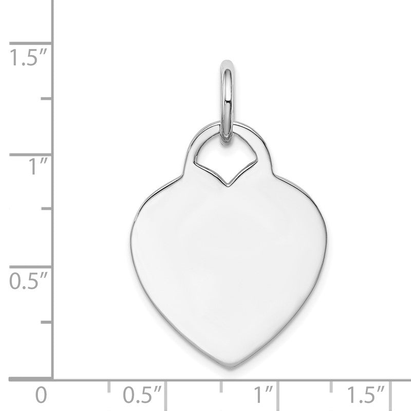 14k White Gold Polished Engravable 22mm Heart Disc Pendant K167