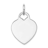 14k White Gold Polished Engravable 22mm Heart Disc Pendant K167