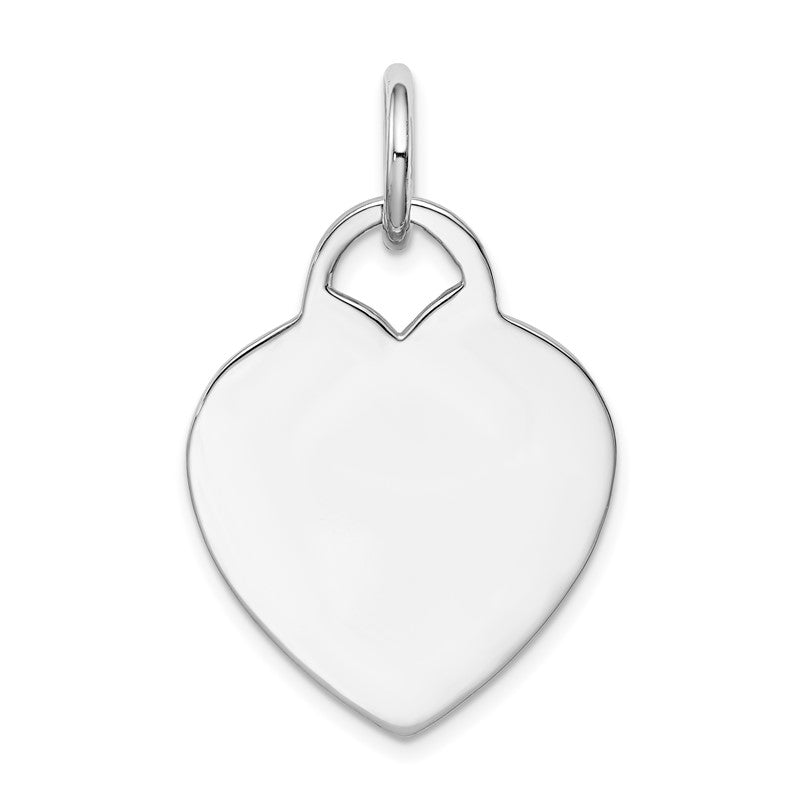 14k White Gold Polished Engravable 22mm Heart Disc Pendant K167
