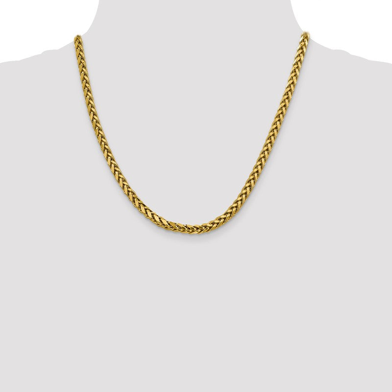 14K 18 inch 5mm Semi-Solid Diamond-cut Wheat with Lobster Clasp Chain BC186