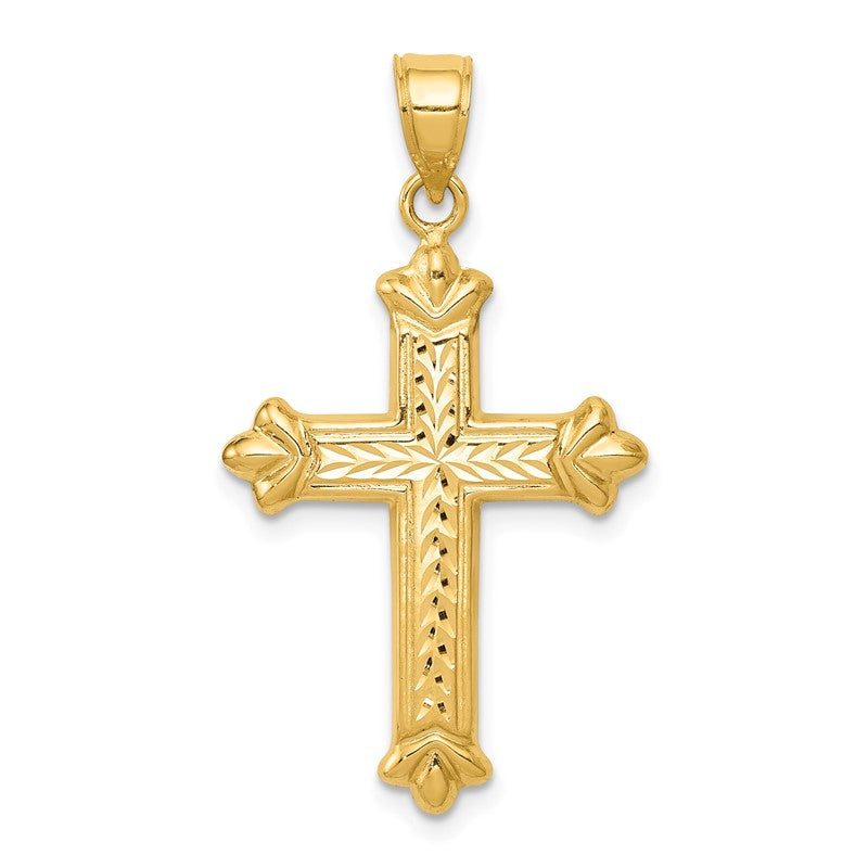 14k Reversible Diamond-cut Cross Pendant K3631