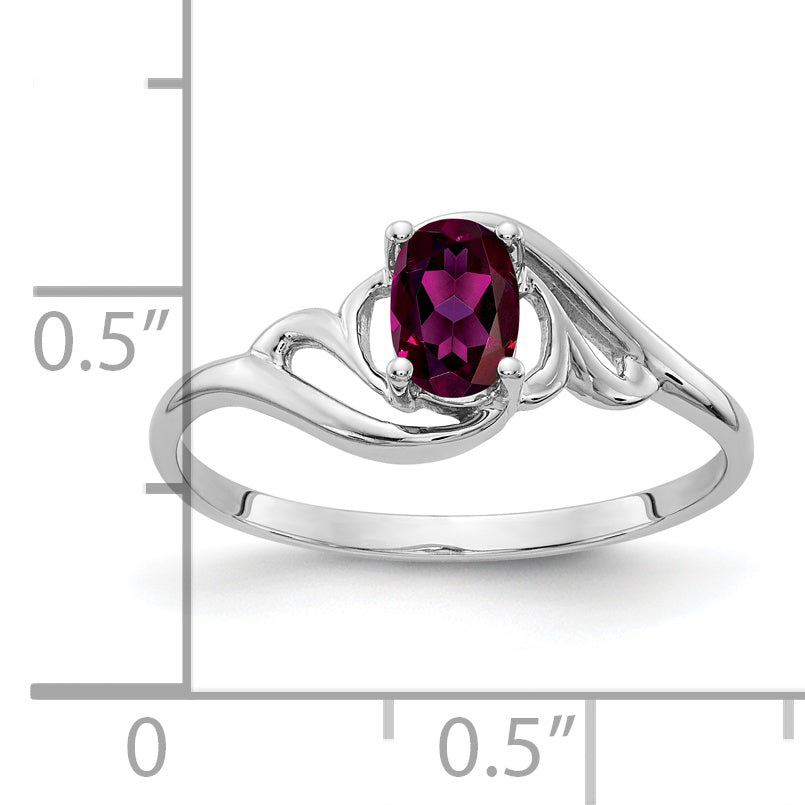 14k White Gold 6x4mm Oval Rhodolite Garnet Ring Y2094RG