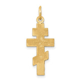 14k Satin and Textured Diamond-cut Eastern Orthodox Cross Charm C775