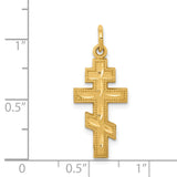 14k Satin and Textured Diamond-cut Eastern Orthodox Cross Charm C775