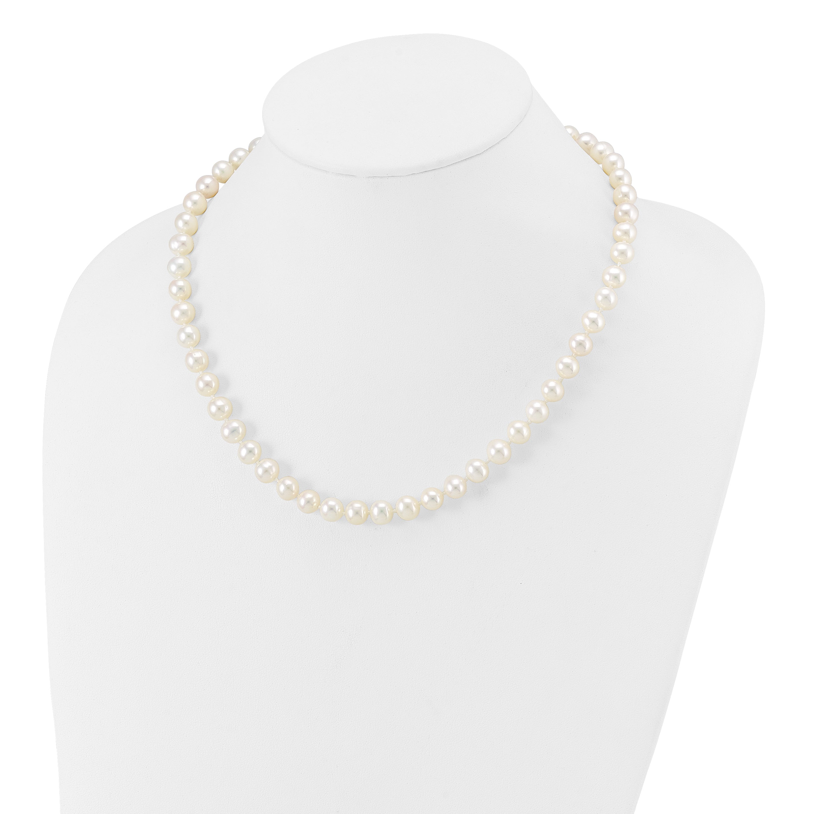 14k 7-8mm White Near-Round Freshwater Cultured Pearl 16 inch Necklace WPN070