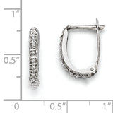 14k White Gold Diamond Fascination Diamond Dust/Accent 2x16mm Oval Hinged Hoop Earrings DF141