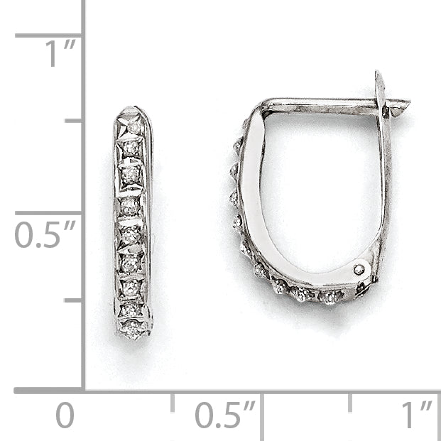 14k White Gold Diamond Fascination Diamond Dust/Accent 2x16mm Oval Hinged Hoop Earrings DF141