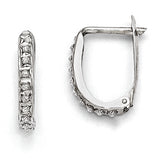 14k White Gold Diamond Fascination Diamond Dust/Accent 2x16mm Oval Hinged Hoop Earrings DF141