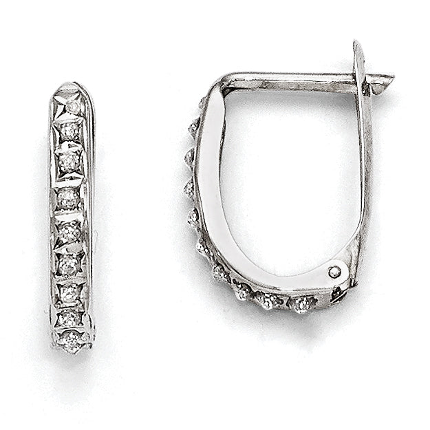 14k White Gold Diamond Fascination Diamond Dust/Accent 2x16mm Oval Hinged Hoop Earrings DF141