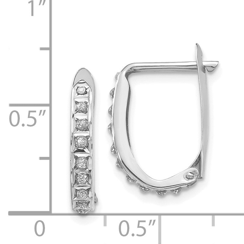 14k White Gold Diamond Fascination Diamond Dust/Accent 2x16mm Oval Hinged Hoop Earrings DF141