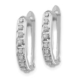14k White Gold Diamond Fascination Diamond Dust/Accent 2x16mm Oval Hinged Hoop Earrings DF141