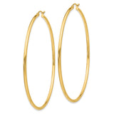 14K 2.5x65mm Polished Lightweight Tube Hoop Earrings T930L