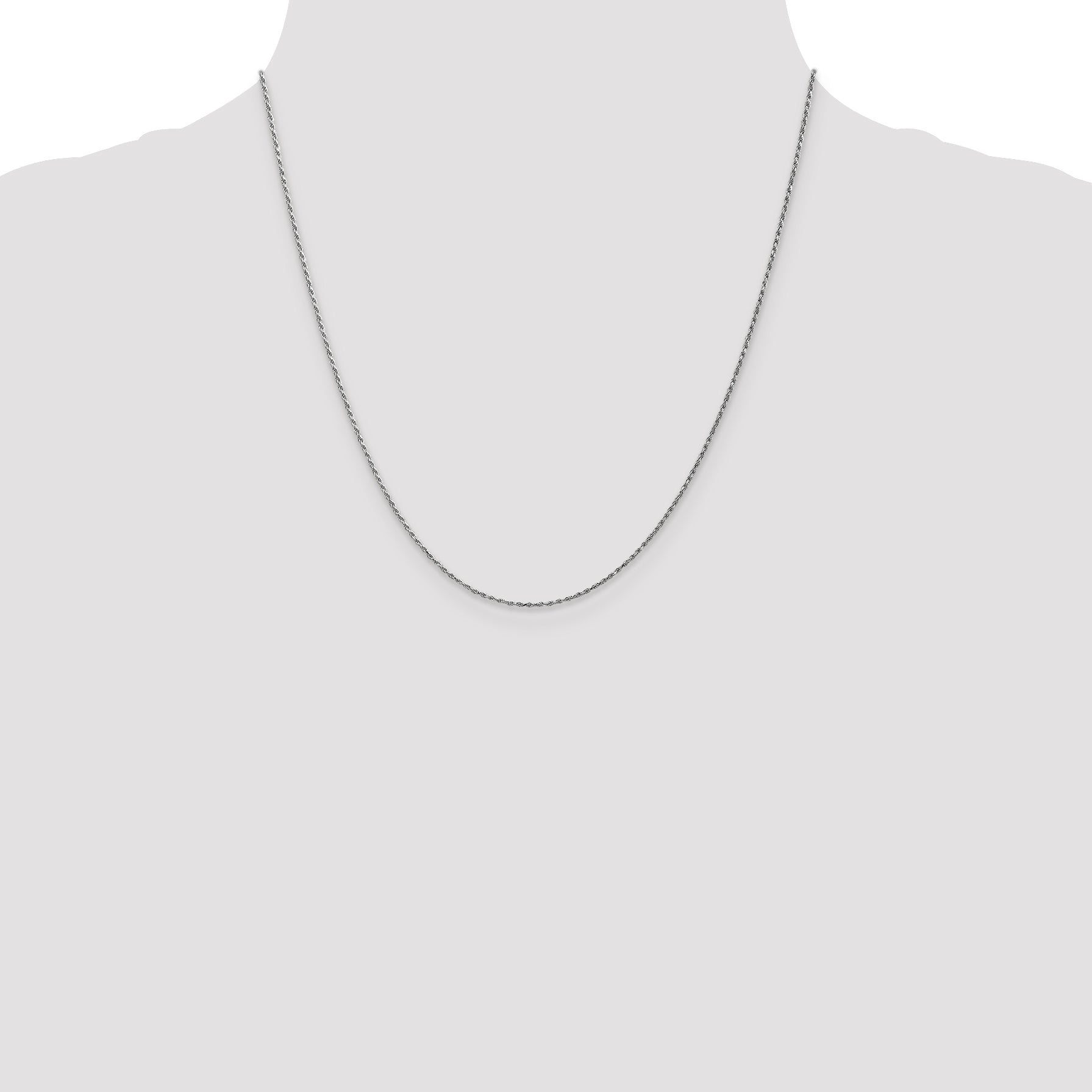14K White Gold 10 inch 1.15mm Diamond-cut Machine Made Rope with Lobster Clasp Chain Anklet W010