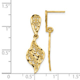 14k Polished Diamond-Cut Filigree Swirl Dangle Post Earrings F989
