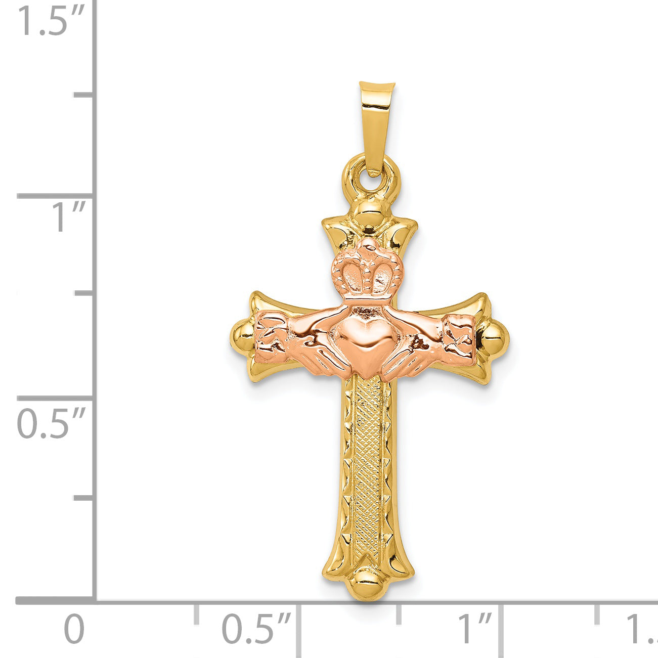 14k Two-Tone Claddagh Cross Pendant XR715