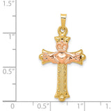 14k Two-Tone Claddagh Cross Pendant XR715