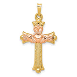 14k Two-Tone Claddagh Cross Pendant XR715