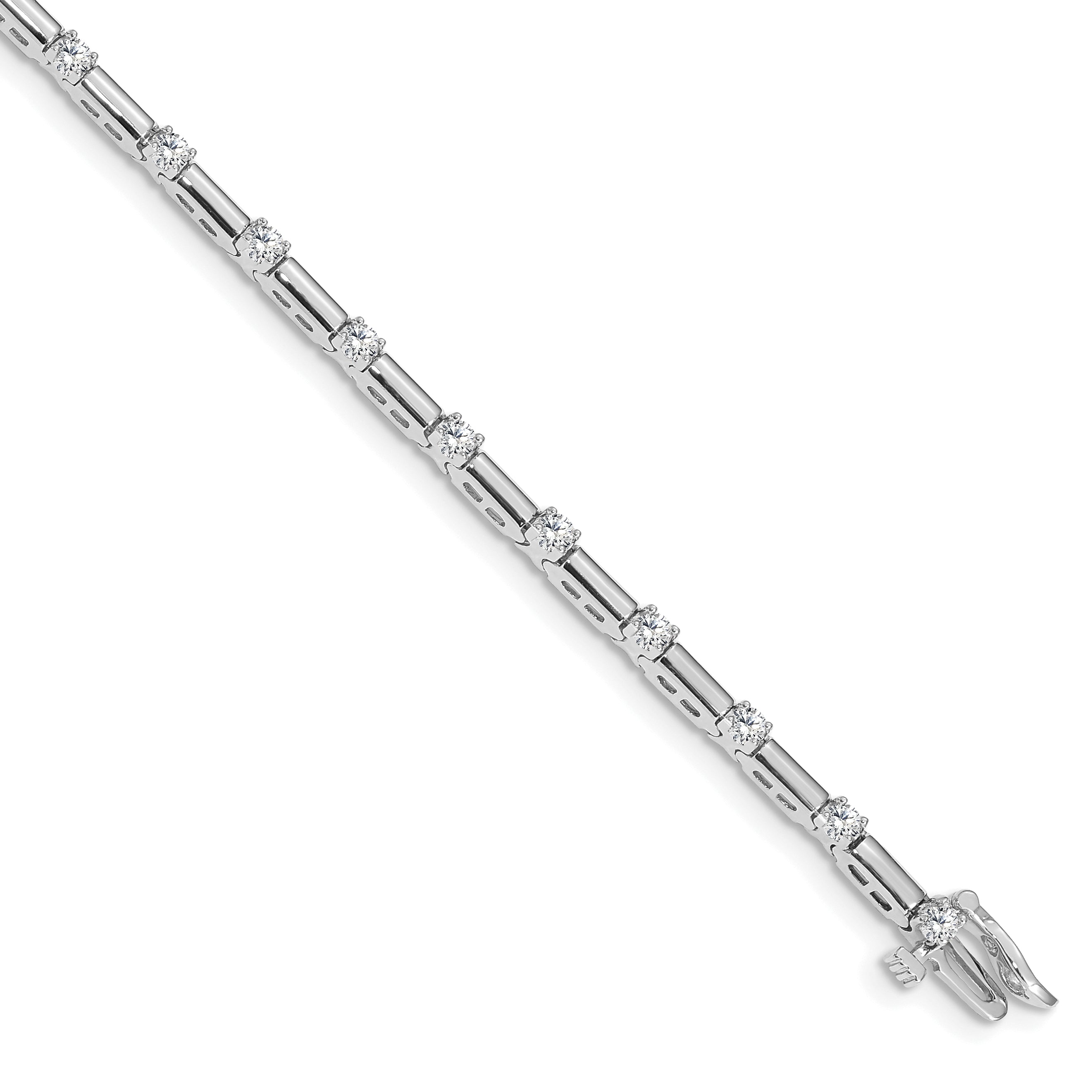 14k White Gold Complete 1 carat Round AAA Diamond Bar Link 7 inch Tennis Bracelet X762WAAA