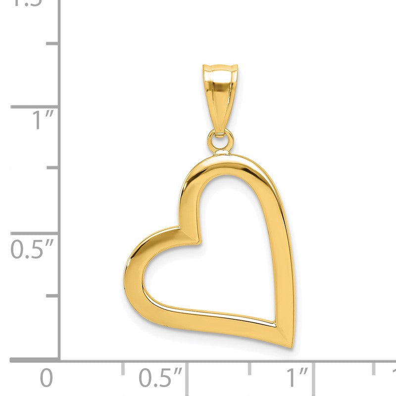 14K Polished Crooked Heart Pendant K4664
