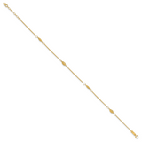 14K Diamond-cut Rice Puff Beads 4-Station 9 inch Plus 1 inch Extender - Total 10 inch Anklet ANK272