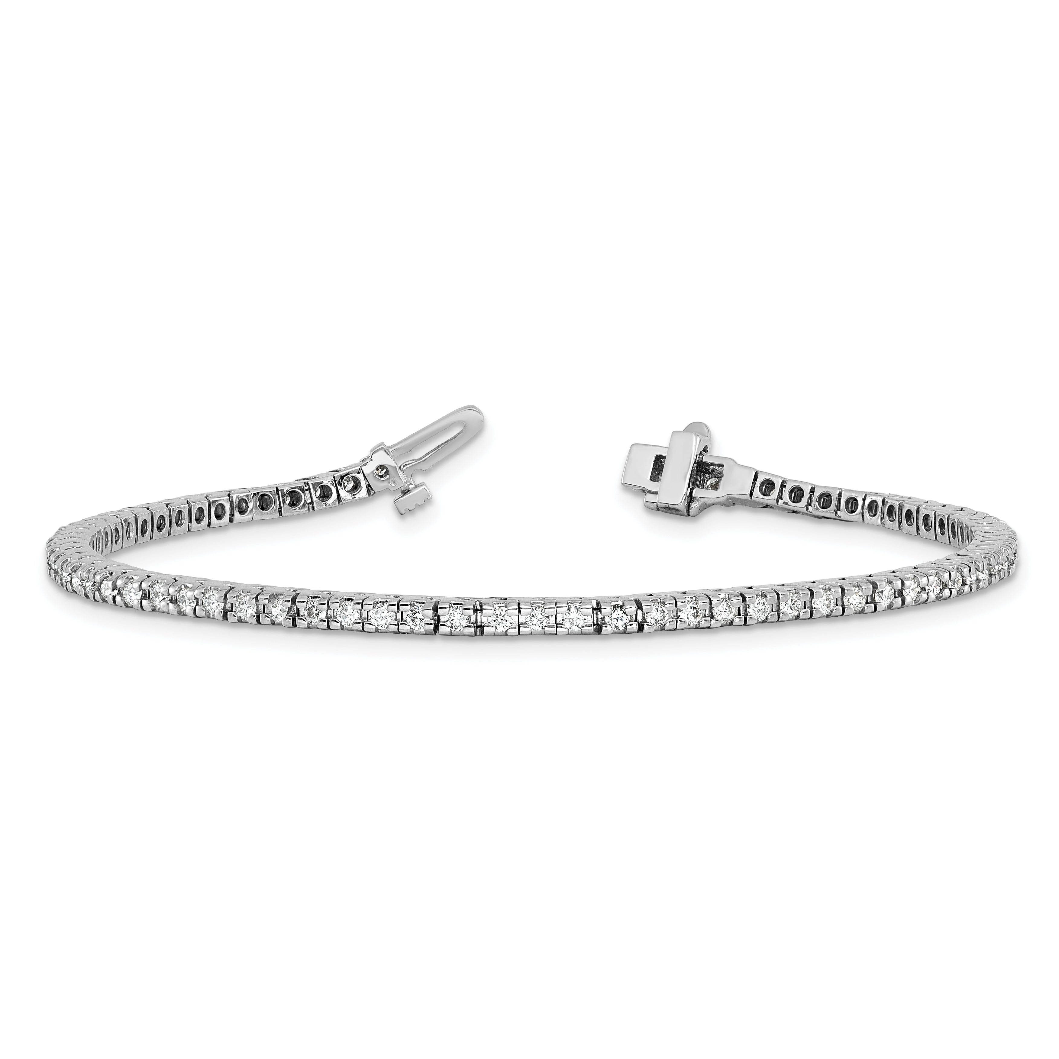 14k White Gold Complete 1.25 carat Round AAA Diamond 4-prong 7 inch Tennis Bracelet X729WAAA