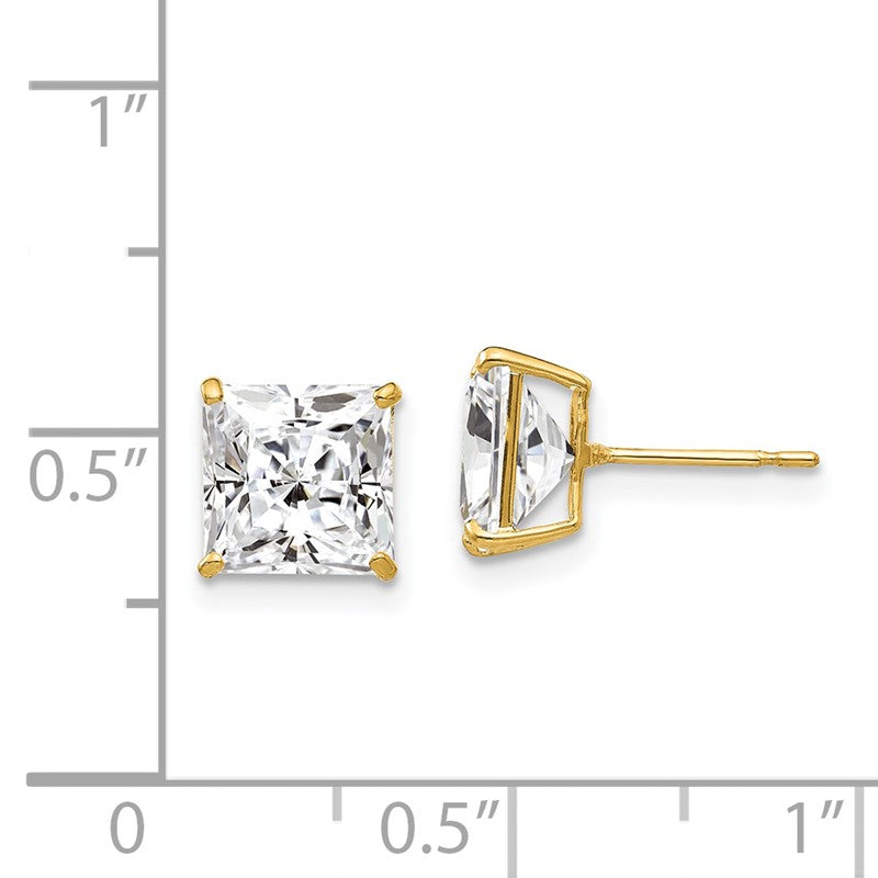 14k 7mm Square CZ Post Earrings XD40CZ
