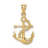 14K Polished Anchor and Chain Pendant D4602
