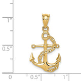 14K Polished Anchor and Chain Pendant D4602