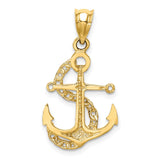 14K Polished Anchor and Chain Pendant D4602