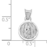 14k White Gold Polished Diamond-cut Semi-solid Our Lady Of Guadalupe Round Pendant K6335