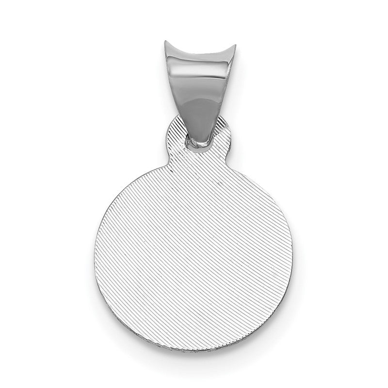 14k White Gold Polished Diamond-cut Semi-solid Our Lady Of Guadalupe Round Pendant K6335