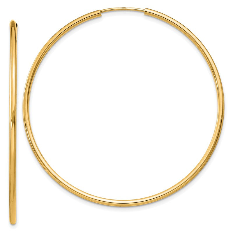 14k 1.5x45mm Polished Round Endless Tube Hoop Earrings XY1165