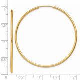 14k 1.5x45mm Polished Round Endless Tube Hoop Earrings XY1165