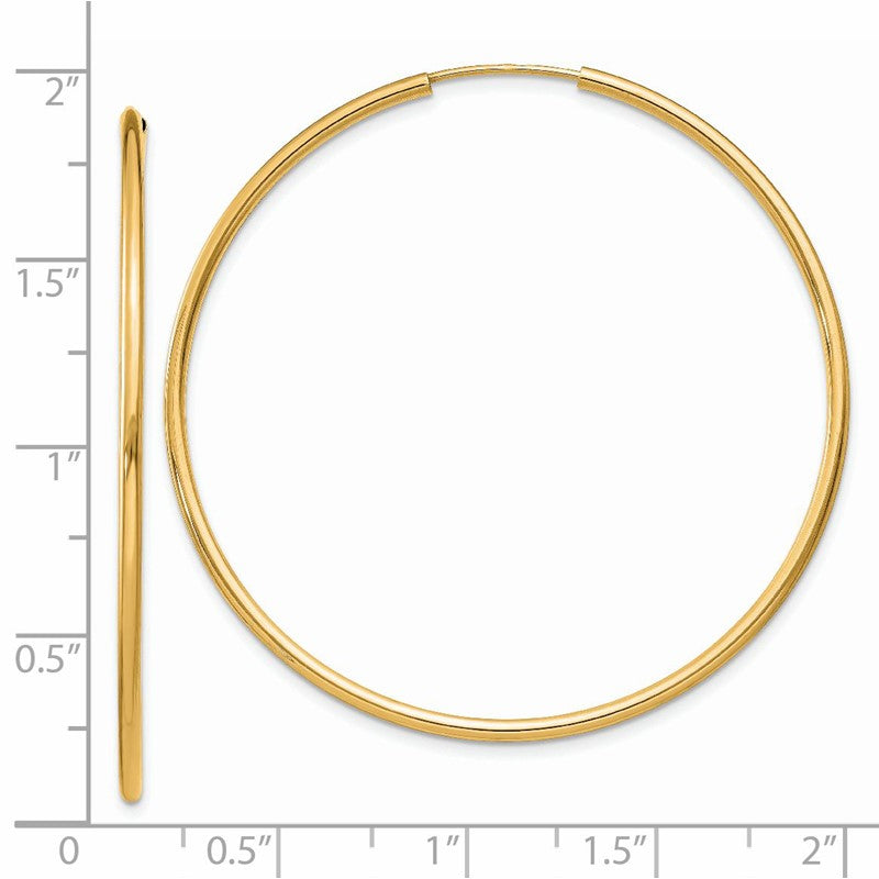 14k 1.5x45mm Polished Round Endless Tube Hoop Earrings XY1165