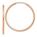 14k Rose Gold 1.5x30mm Polished Endless Tube Hoop Earrings TF786